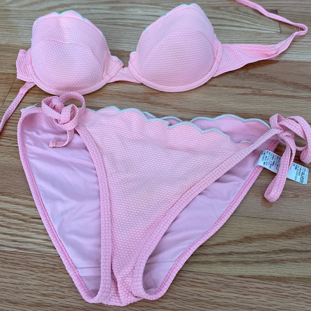 topshop scalloped pink bikini